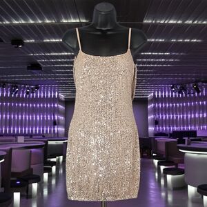 New Privy Casino Dress Glam Mesh Sequin Size Small $89 Back Drape Soft Pink